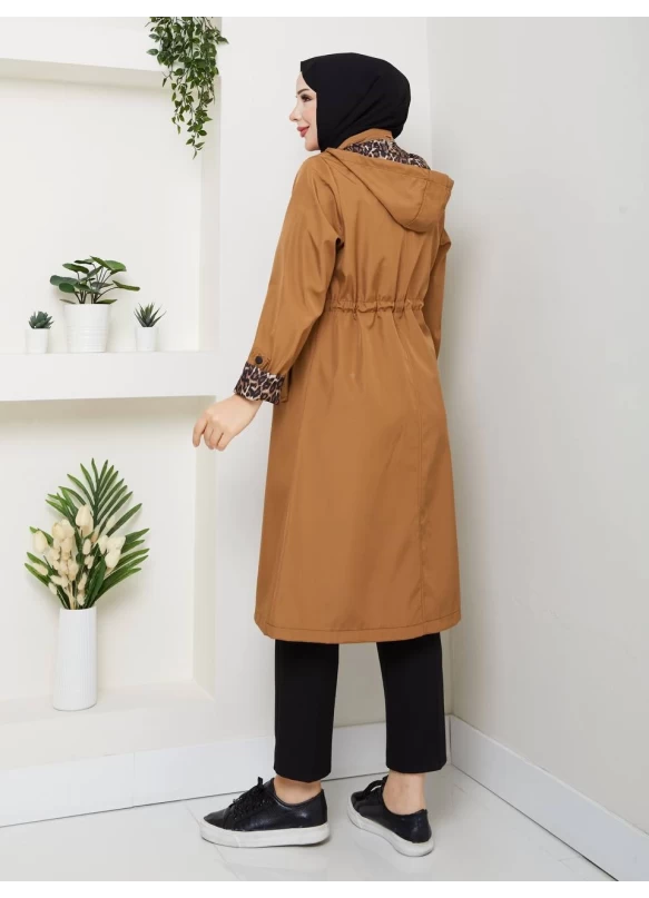 Patlı Trençkot Taba Büyük Beden