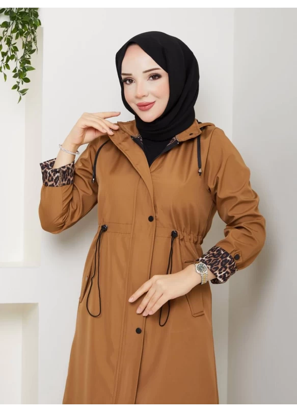 Patlı Trençkot Taba Büyük Beden