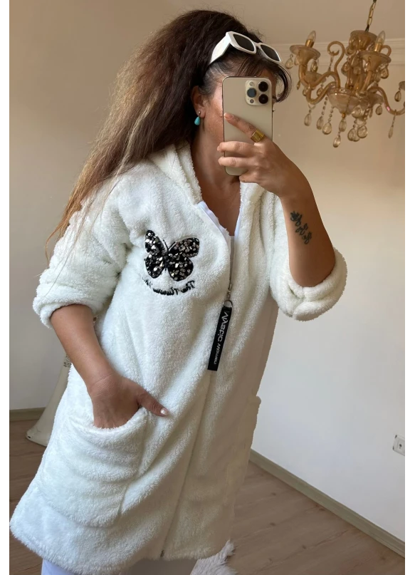 Pullu Kelebek Pelus Mont Krem
