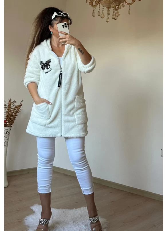 Pullu Kelebek Pelus Mont Krem
