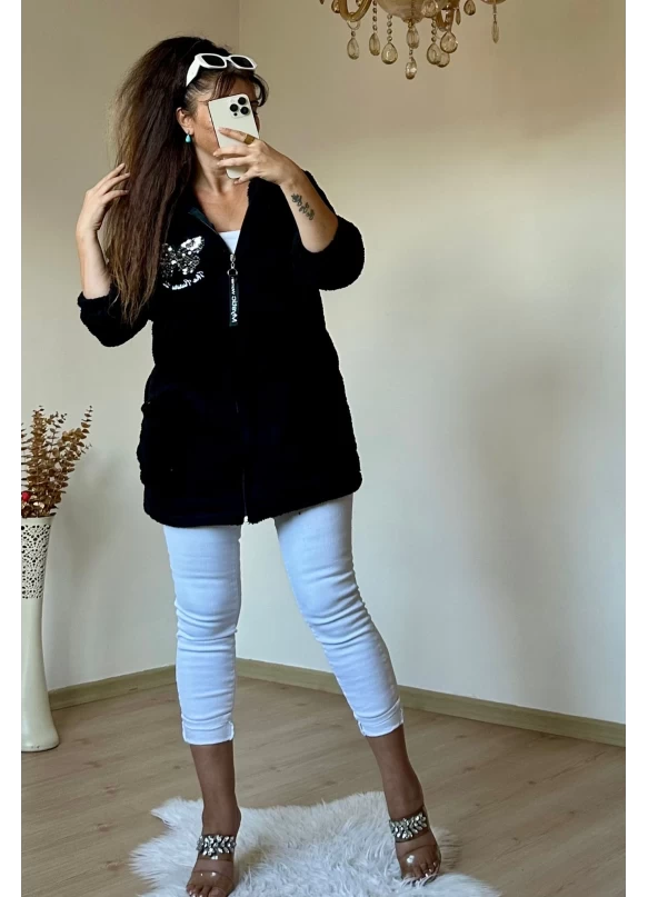 Pullu Kelebek Pelus Mont Siyah