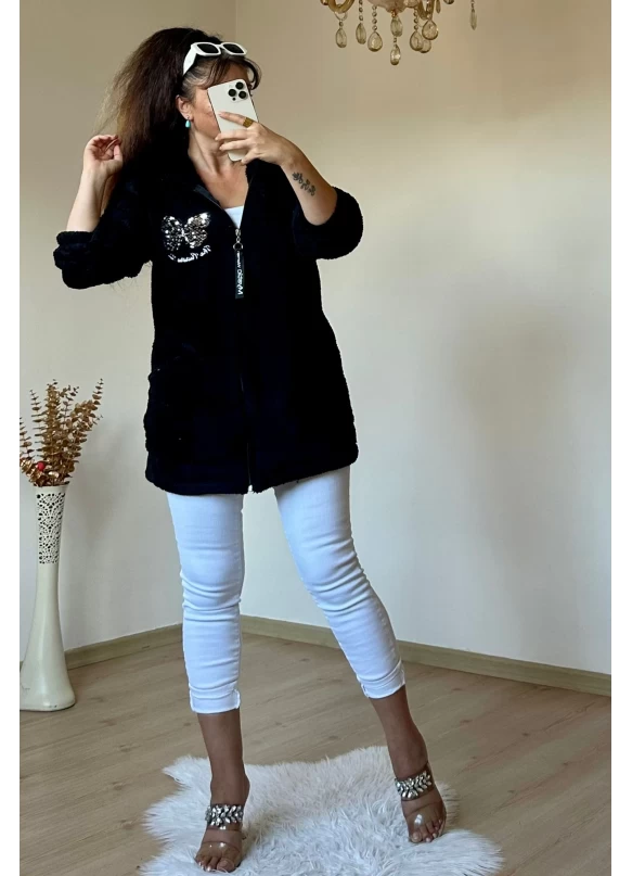 Pullu Kelebek Pelus Mont Siyah