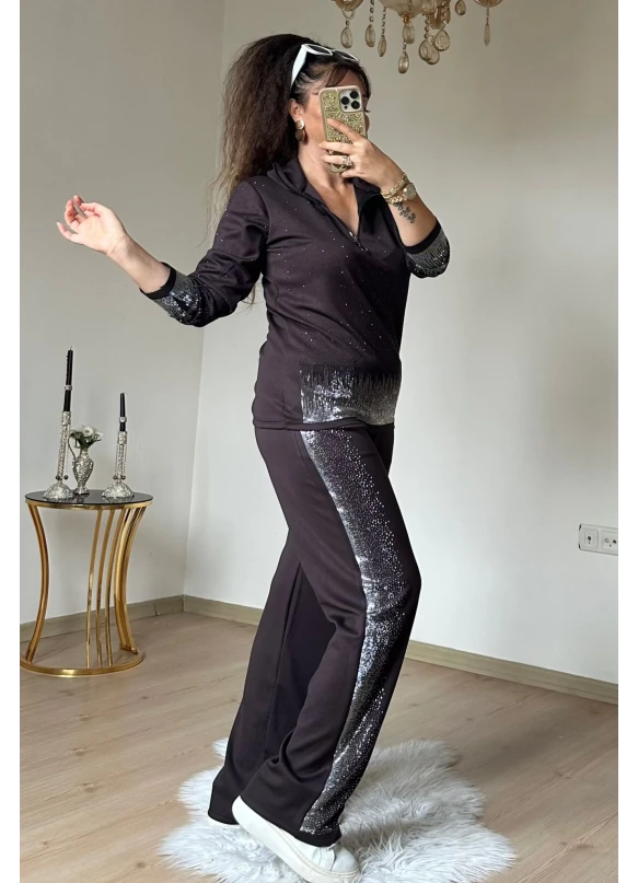 Romantik Taşlı Takım Kahve