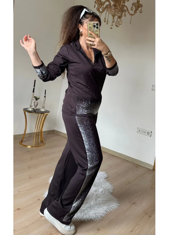 Romantik Taşlı Takım Kahve
