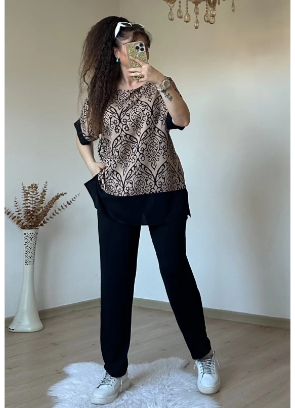 Şal Desen Dokuma Takım Somon Renk
