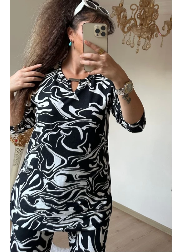 Süet Zebra Desen Takım