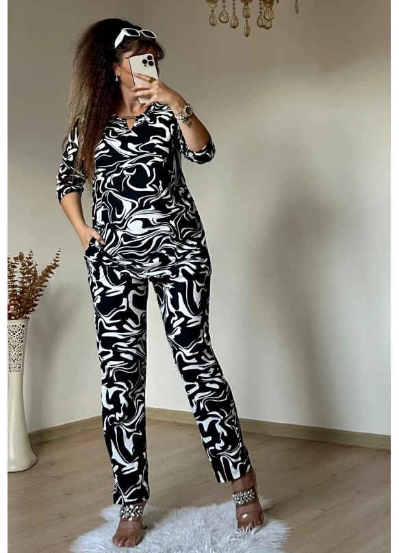 Süet Zebra Desen Takım