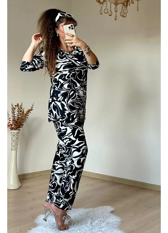 Süet Zebra Desen Takım