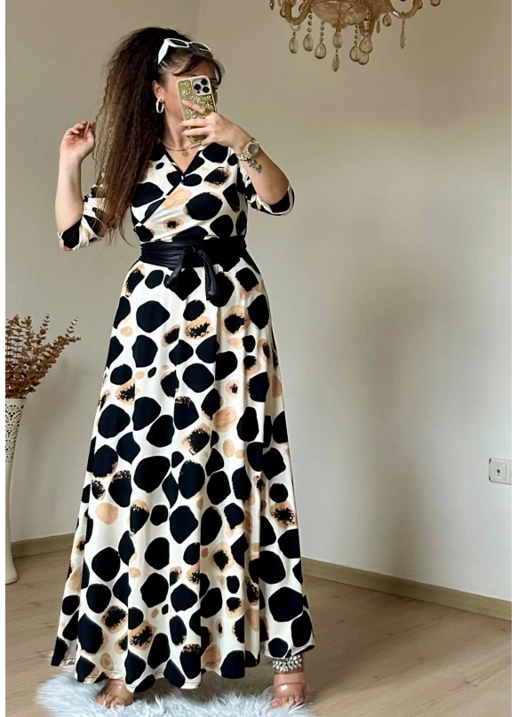 Tam Boy Açık Leopar Elbise
