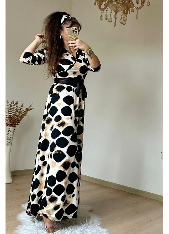 Tam Boy Açık Leopar Elbise