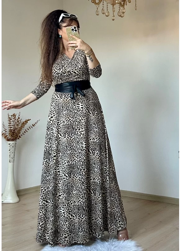 Tam Boy Minik Leopar Desen Elbise