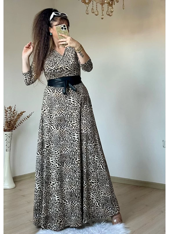 Tam Boy Minik Leopar Desen Elbise
