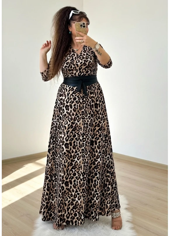 Tam Boy Premium Leopar Elbise