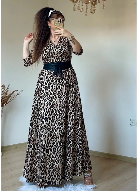 Tam Boy Premium Leopar Elbise