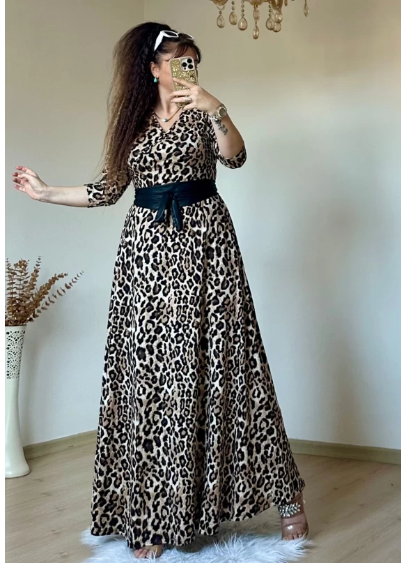 Tam Boy Premium Leopar Elbise