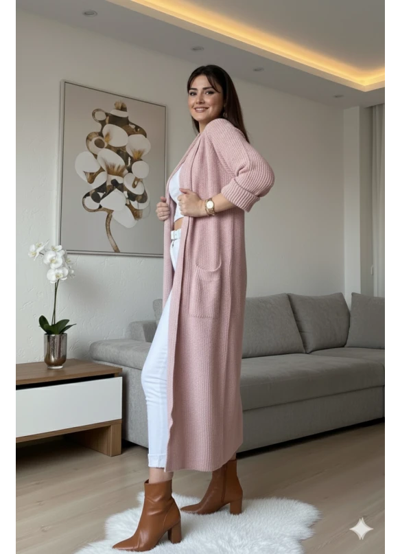 Uzun Salaş Hırka Pudra