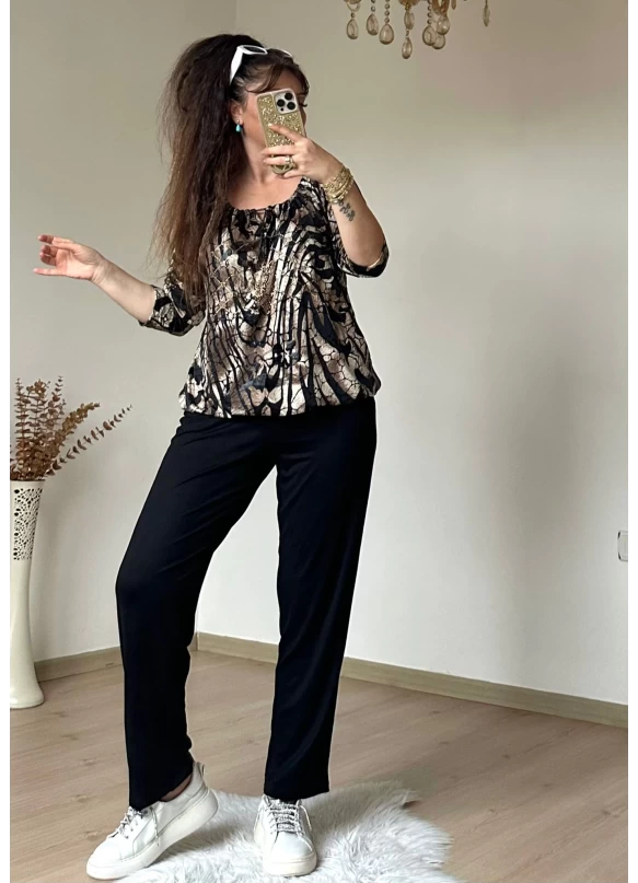 Varak Baskı Zebra Taşlı Takım