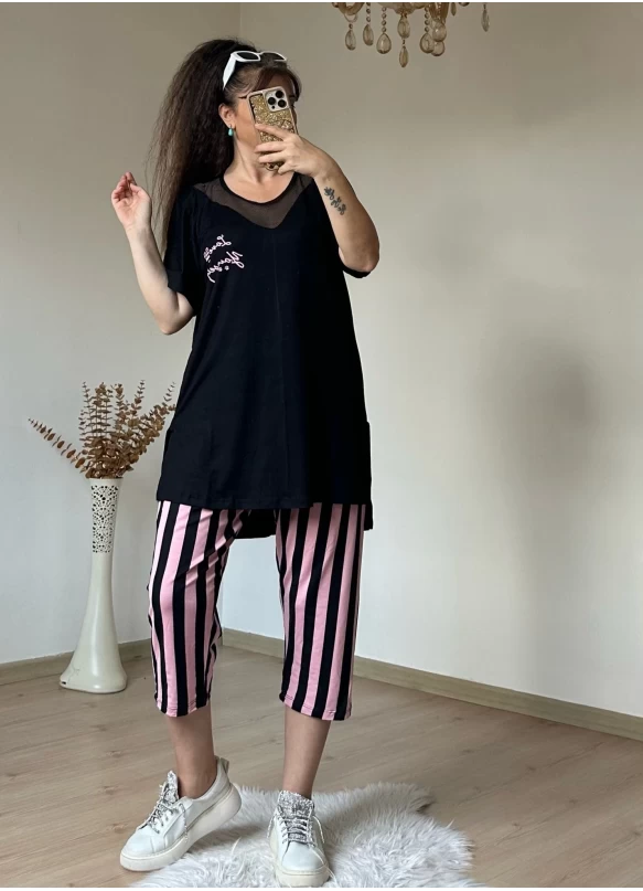 Yaka File Detaylı Pijama Takım