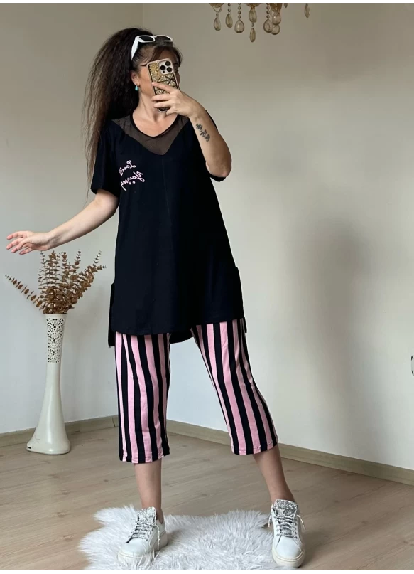 Yaka File Detaylı Pijama Takım
