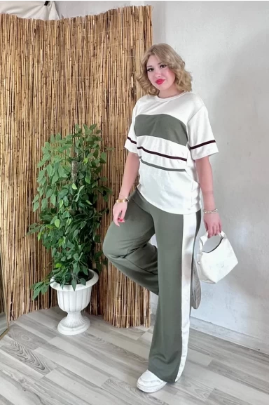 Bisiklet Yaka Şeritli Takım Yeşil