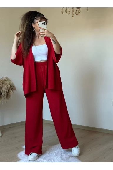 Plain Red Kimono Set