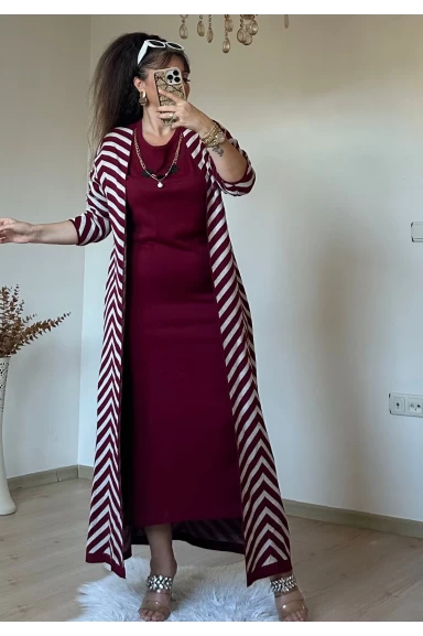 Elbıse Tunık Takım Bordo