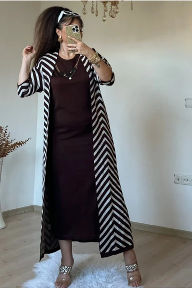 Elbıse Tunık Takım Kahve
