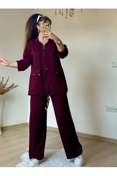 Fermuarlı Spor Takım Bordo