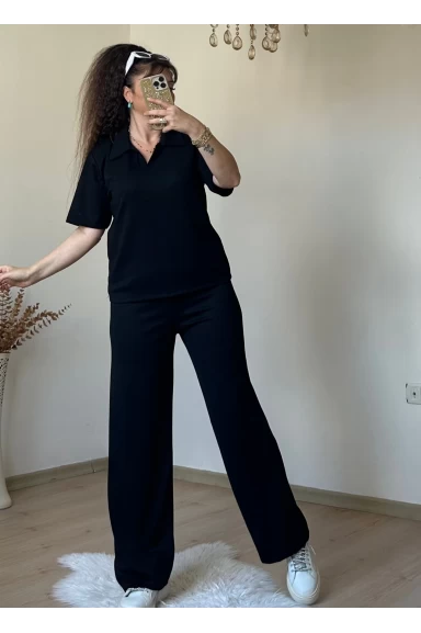 Gömlek Yaka Spor Takım Siyah