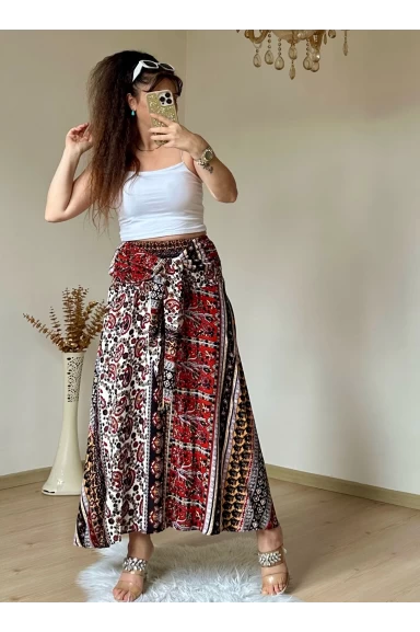 Kilim Desen Etek Bordo