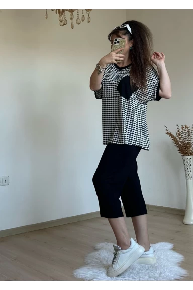 Kısa Kol Kaz Ayağı Desen takım