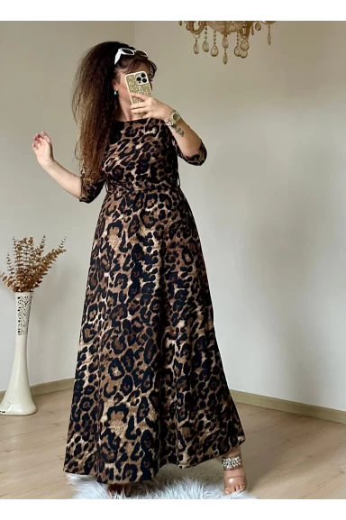 Leopar Desen Bürümcük Elbise
