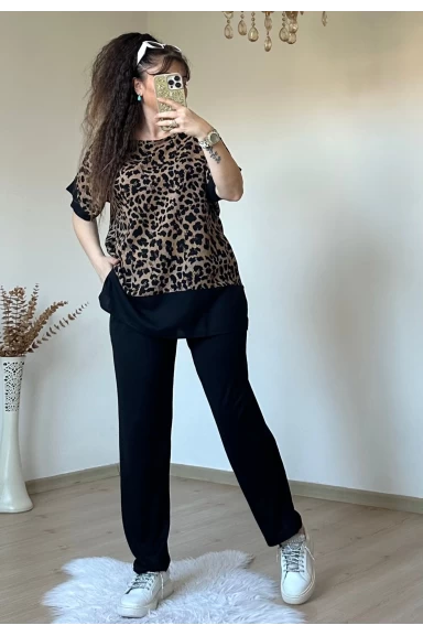 Leopar Desen Dokuma Takım