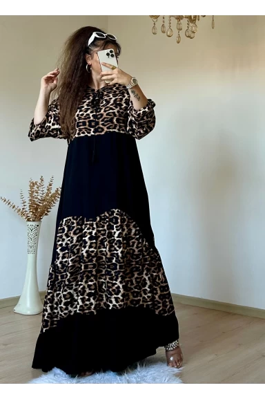 Leopar Desen Salaş Elbise