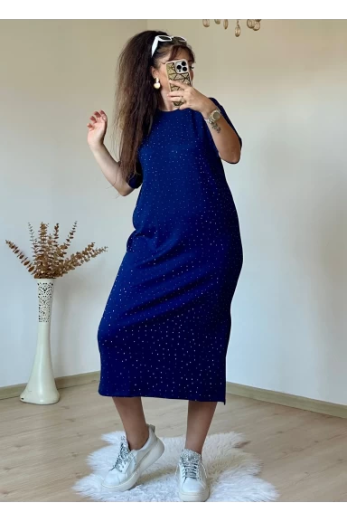 Taşlı Elbise Lacivert