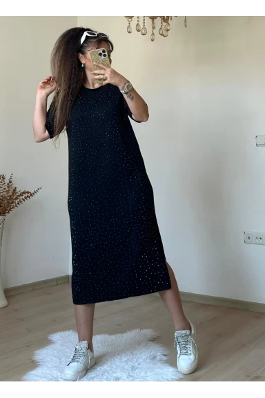 Taşlı Elbise Siyah