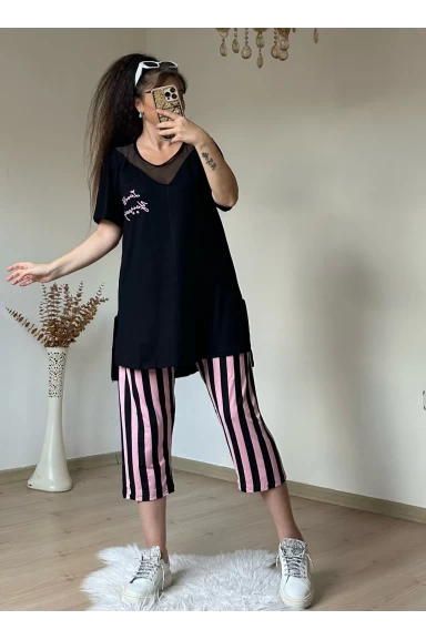 Yaka File Detaylı Pijama Takım
