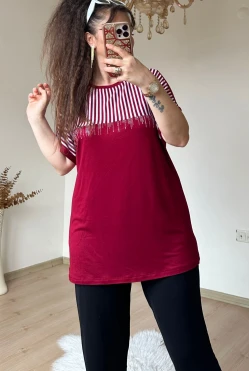 Roba Çizgili Takım Bordo