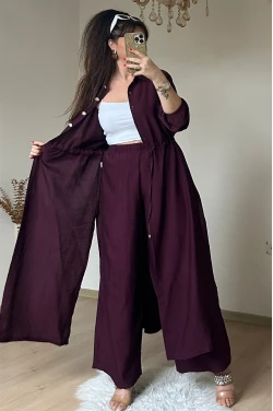 Bel Bağcıklı Tunık Takım Bordo
