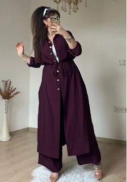 Bel Bağcıklı Tunık Takım Bordo