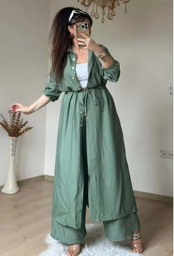 Bel Bağcıklı Tunık Takım Su Yeşili