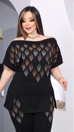 Damla Desenli Taşlı Takım