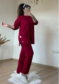 Denız Yıldızı Aksesuarlı Takım Bordo
