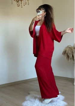 Plain Red Kimono Set