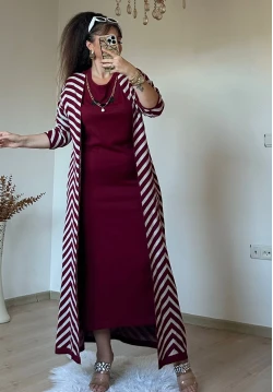 Elbıse Tunık Takım Bordo