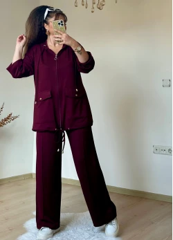 Fermuarlı Spor Takım Bordo