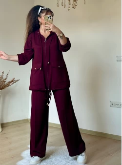 Fermuarlı Spor Takım Bordo