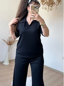 Gömlek Yaka Spor Takım Siyah