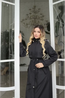 İçi Kürklü Kaban Siyah