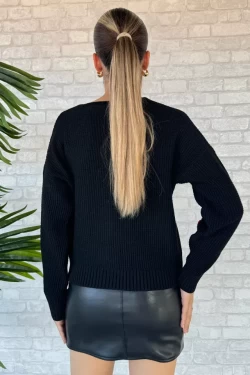 Kadın Kalp Nakışlı Triko Hırka